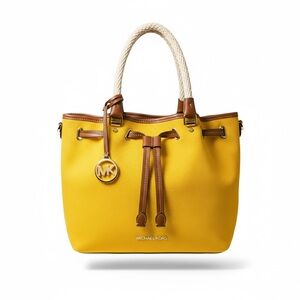 Michael Kors Mustard Yellow Tote with Brown Accents
